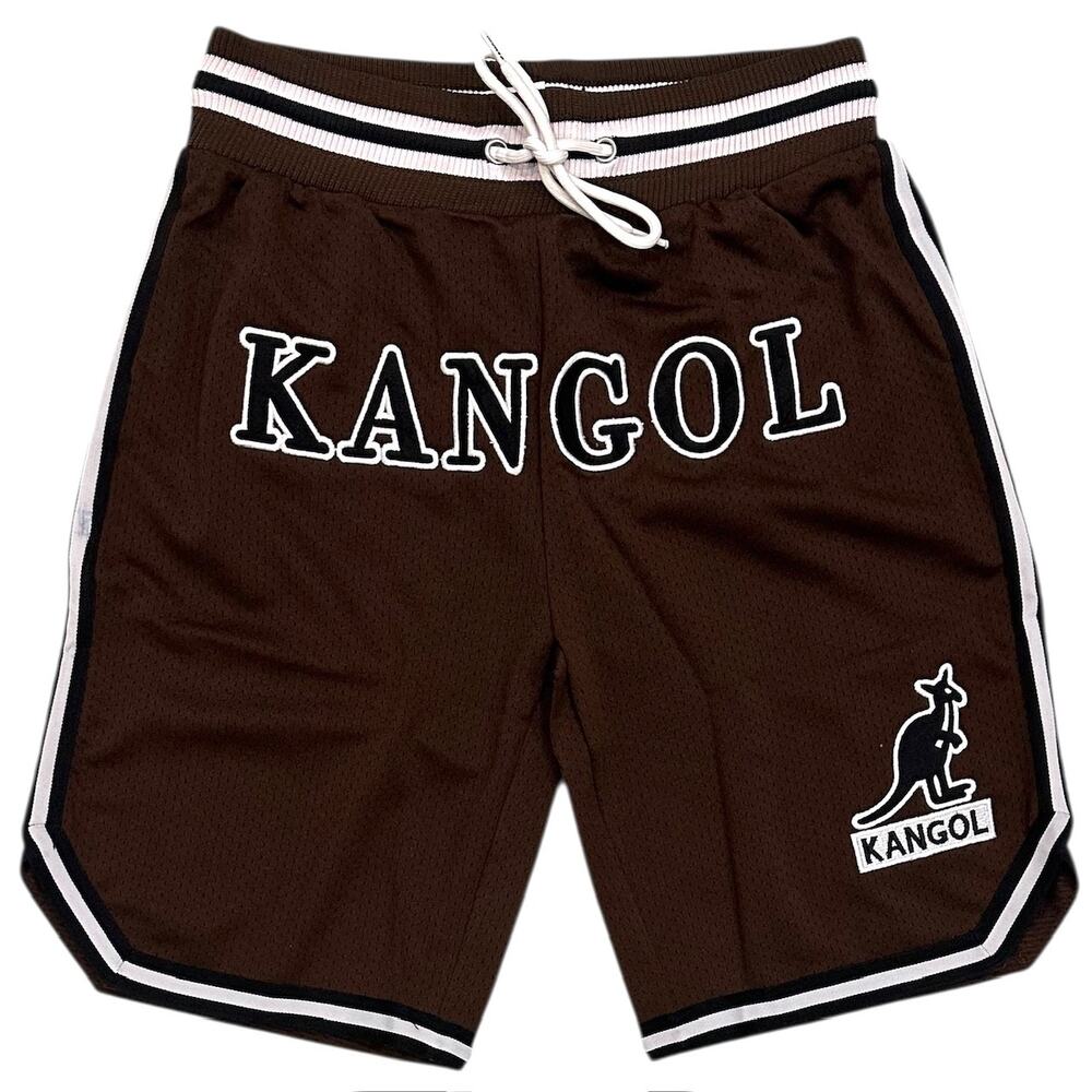 Kangol Men's Game Day Embroidered Logo Mesh Basketball Shorts in Chocolate
